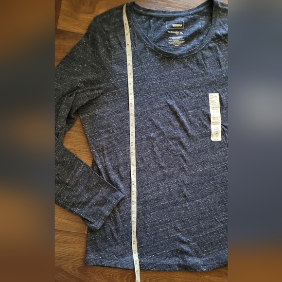 Sonoma Everyday Tee Long Sleeve Crew, Women's XL, Blue & White Marled - Picture 5 of 5